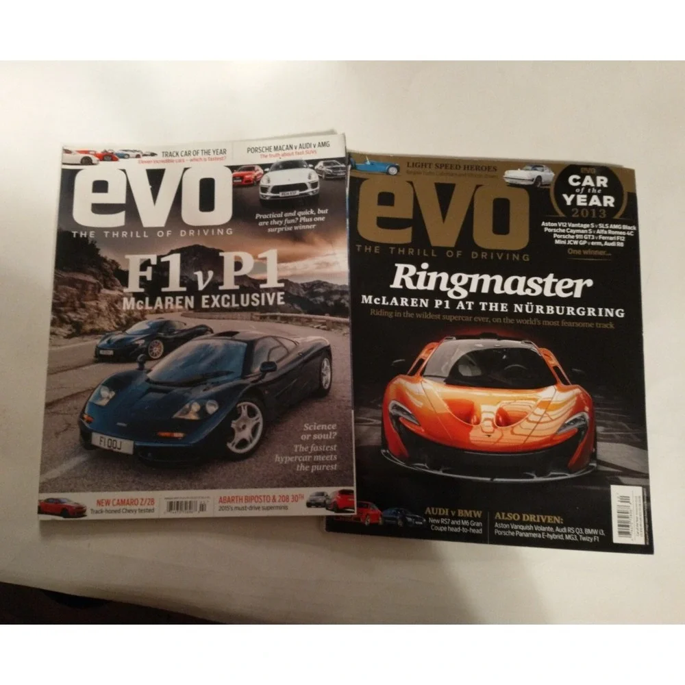 EVO Car Magazine 205-190 ft. McLaren F1 & P1, BMW Z1, Audi - Lot Of 2 2015 2013